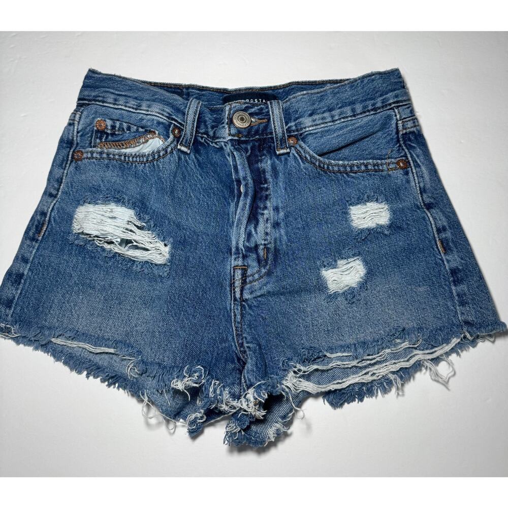 Aeropostale Boyfriend Denim Shorts Womens 000 Distressed Button Fly Raw Hem